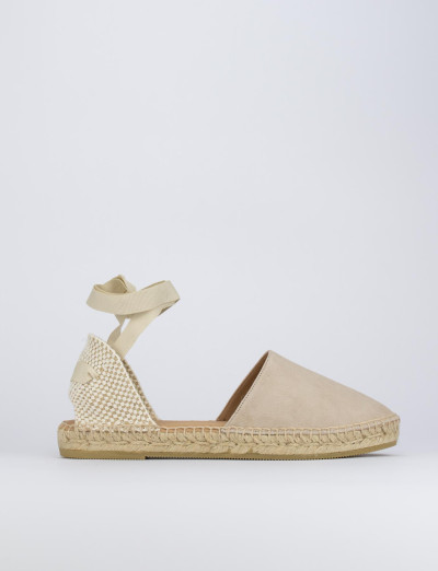 Espadrilla zeppa 2 cm beige camoscio