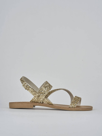 Sandali tacco 1cm glitter oro