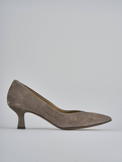 Décolleté e slingback tacco 5cm camoscio beige