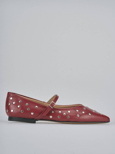 Ballerine tacco 1cm pelle rosso