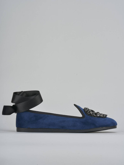 Ballerine tacco 1cm velluto blu