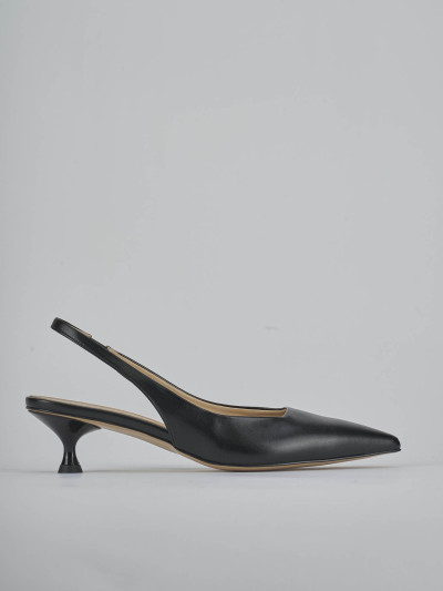 Décolleté e slingback tacco 4cm pelle nero