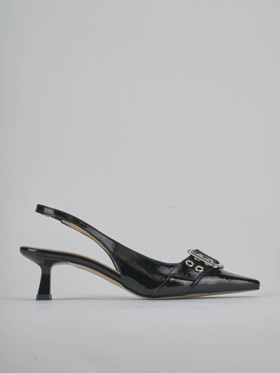 Décolleté e slingback tacco 7cm vernice nero