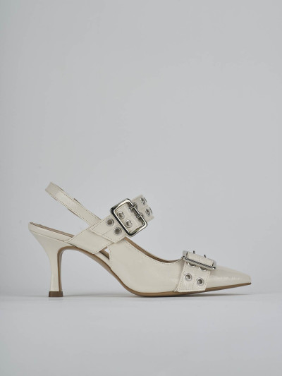 Décolleté e slingback tacco 7cm vernice bianco