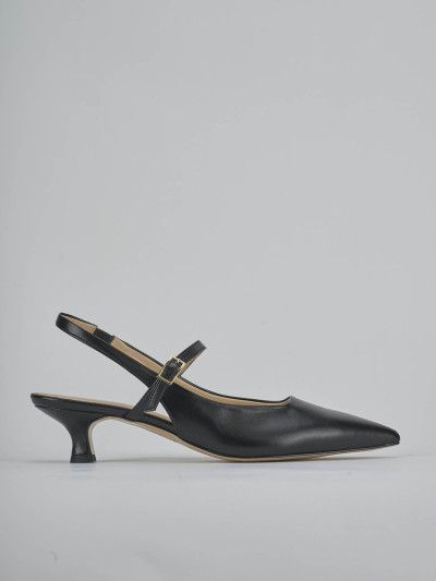 Décolleté e slingback tacco 4cm pelle nero