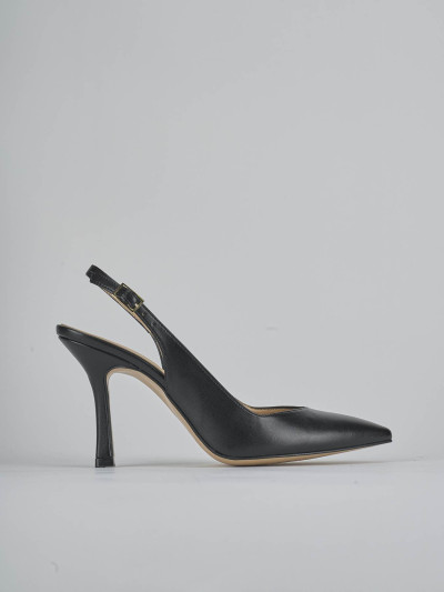 Décolleté e slingback tacco 9cm pelle nero