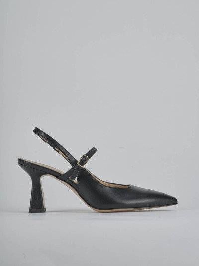 Décolleté e slingback tacco 7cm pelle nero