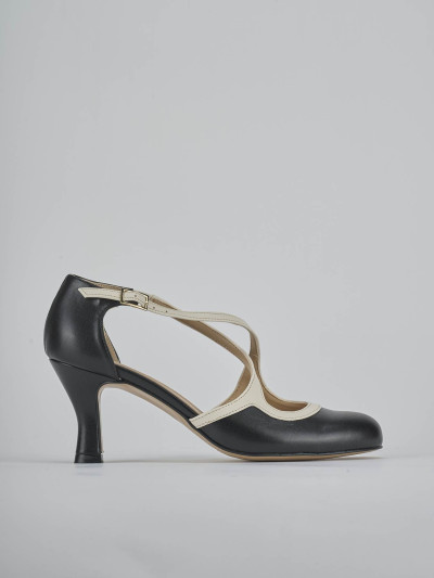 Décolleté e slingback tacco 6cm pelle nero