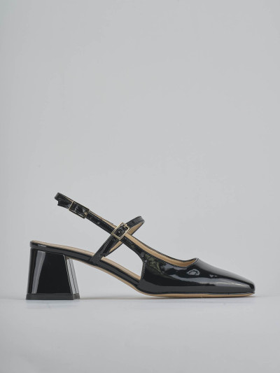 Décolleté e slingback tacco 5cm vernice nero