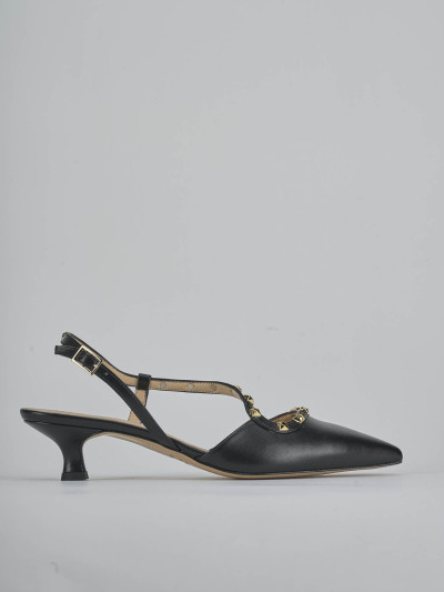 Décolleté e slingback tacco 4cm pelle nero