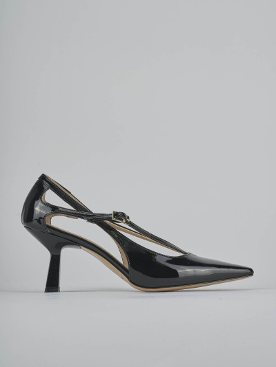 Décolleté e slingback tacco 7cm vernice nero