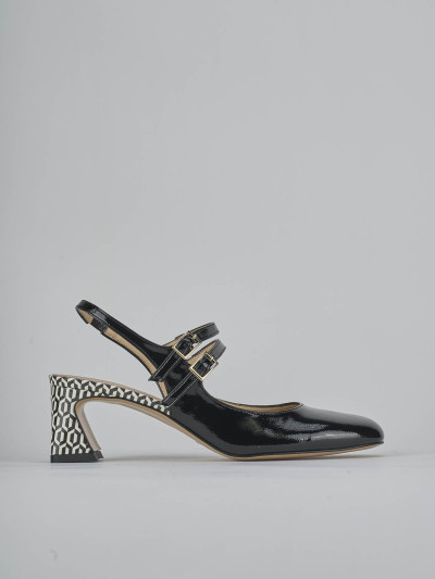 Décolleté e slingback tacco 5cm vernice nero