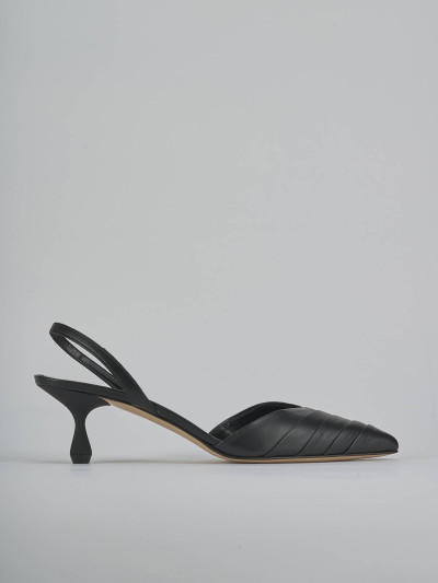 Décolleté e slingback tacco 5cm pelle nero