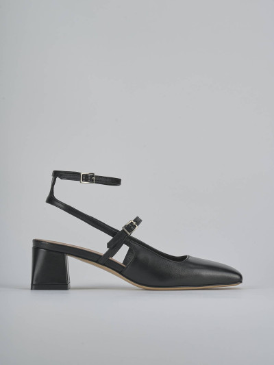 Décolleté e slingback tacco 5cm pelle nero