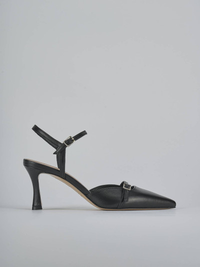 Décolleté e slingback tacco 8cm pelle nero