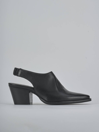 Décolleté e slingback tacco 6cm pelle nero