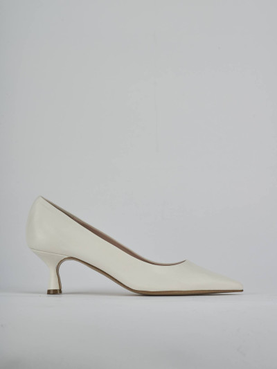 Décolleté e slingback tacco 5cm pelle bianco