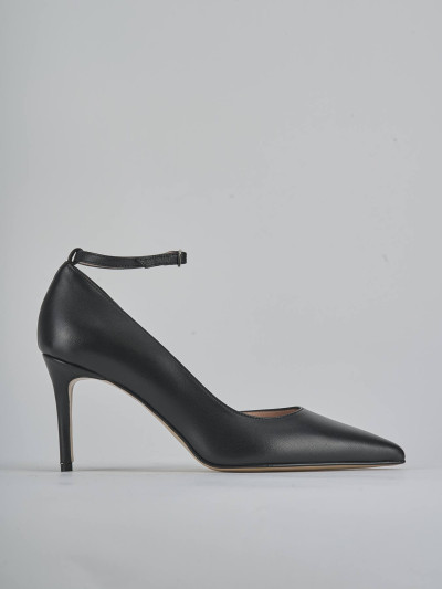 Décolleté e slingback tacco 7cm pelle nero