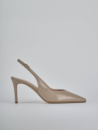 Slingback decolte tacco 7 cm beige vernice