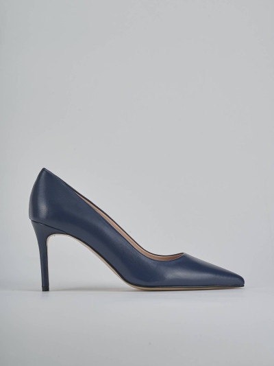 Décolleté e slingback tacco 7cm pelle blu