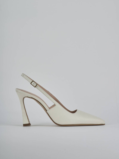 Décolleté e slingback tacco 9cm pelle bianco