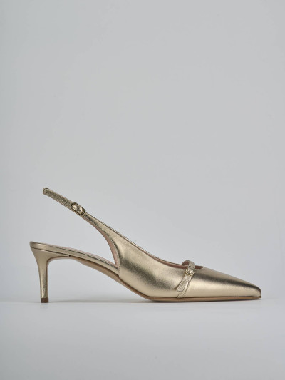 Décolleté e slingback tacco 7cm pelle oro