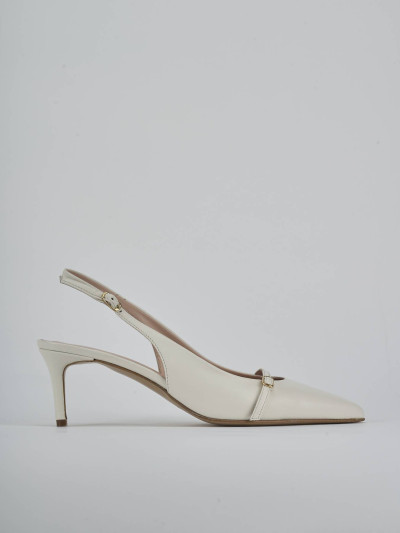 Décolleté e slingback tacco 7cm pelle bianco