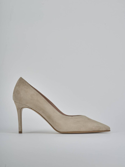 Décolleté e slingback tacco 7cm camoscio beige