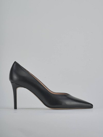 Décolleté e slingback tacco 7cm pelle nero