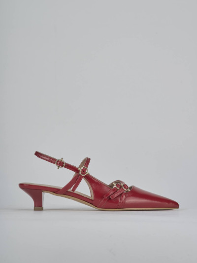 Décolleté e slingback tacco 3cm vernice rosso