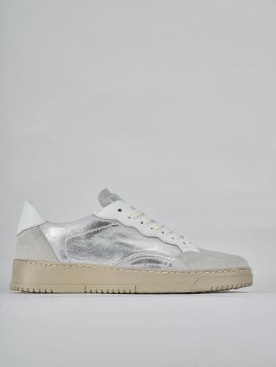 Sneakers pelle argento