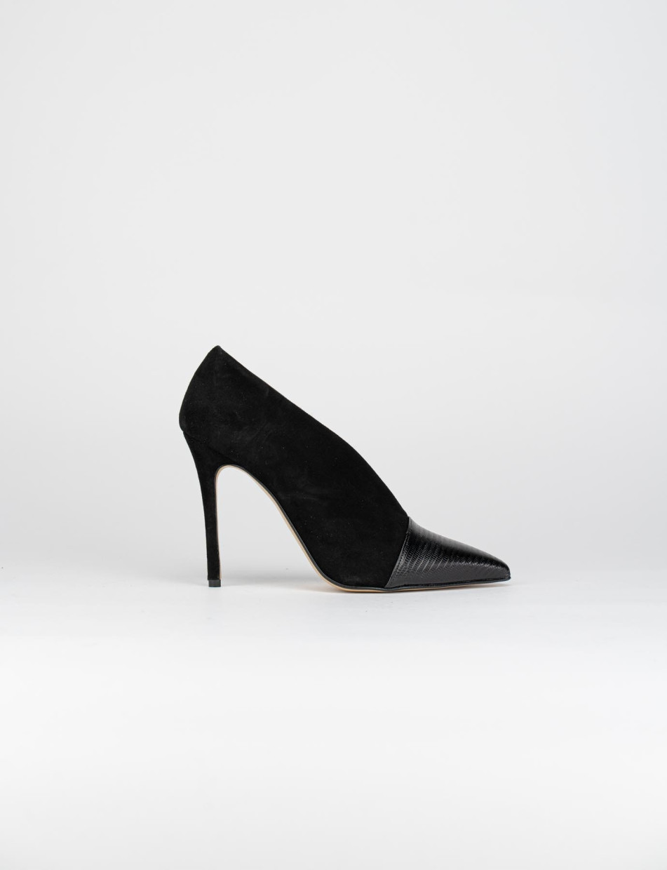 Pumps heel 9 cm black chamois