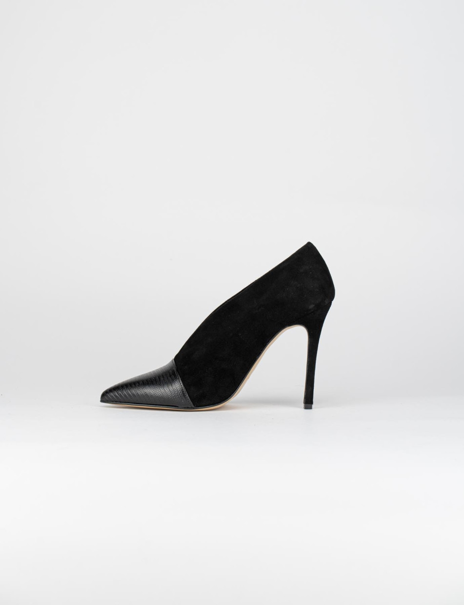 Pumps heel 9 cm black chamois