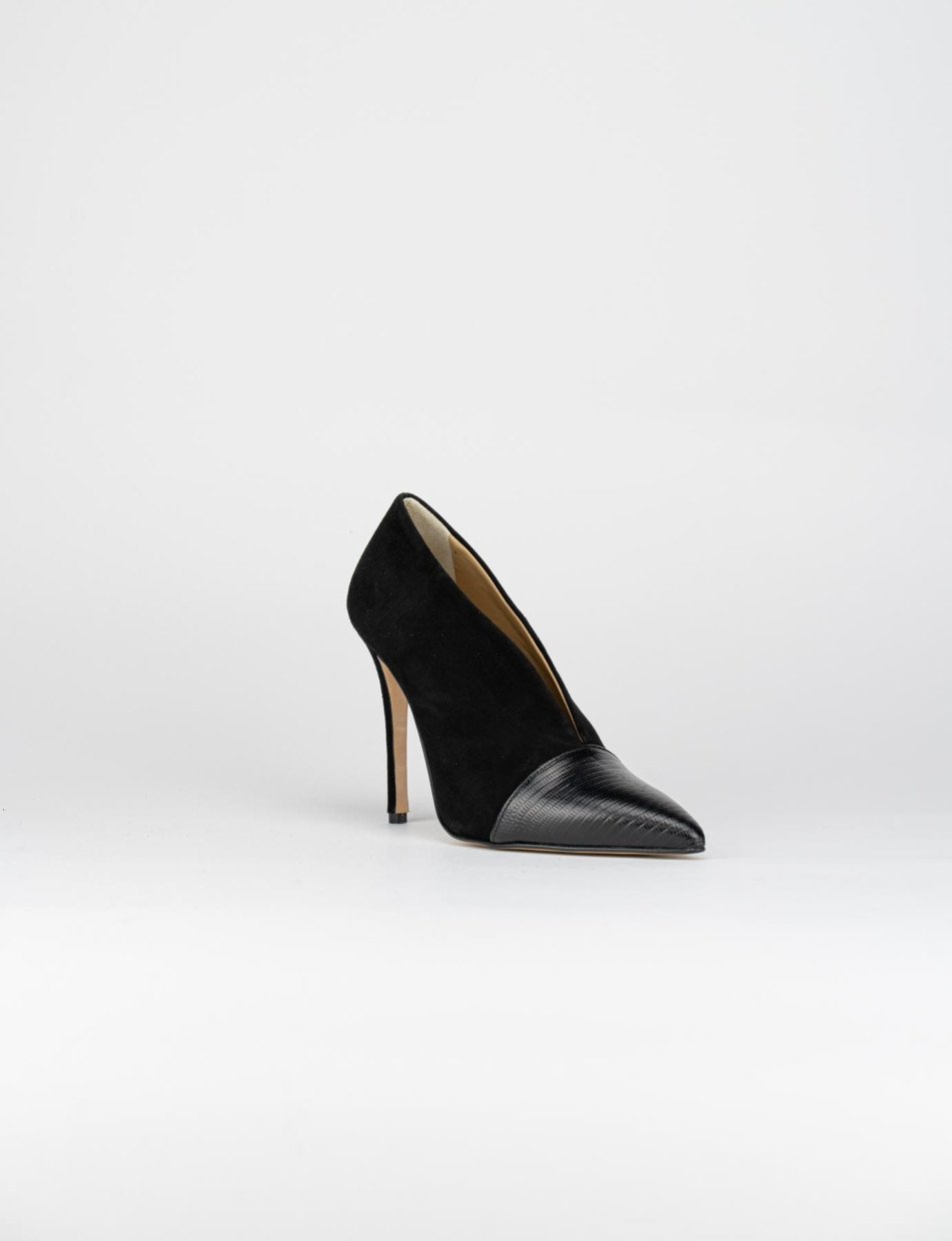 Pumps heel 9 cm black chamois