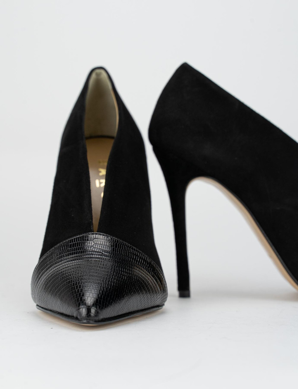 Pumps heel 9 cm black chamois