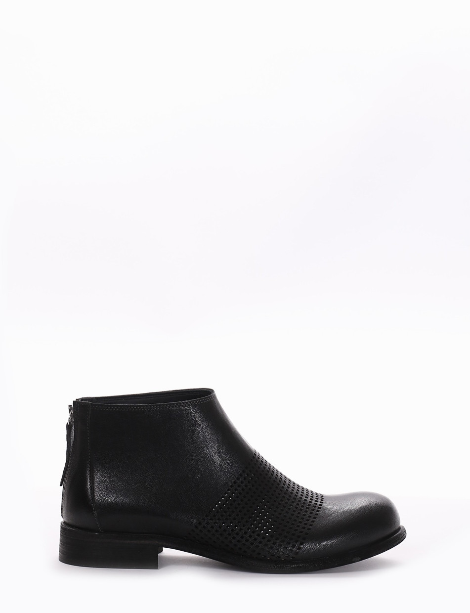 Low heel ankle boots heel 2 cm black leather