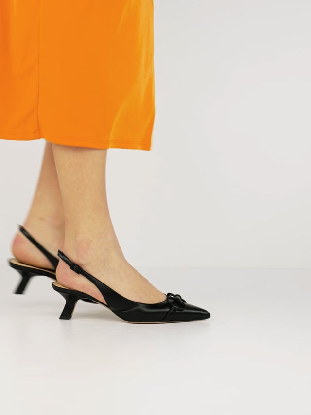 Décolleté e slingback tacco 5cm pelle nero