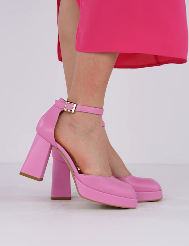 Décolleté e slingback tacco 9cm pelle rosa