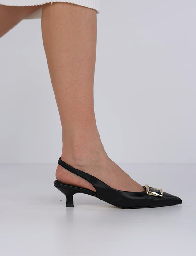 Slingback decoltè tacco 5 cm nero pelle