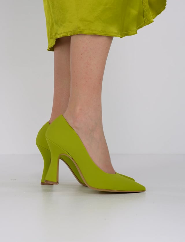 Décolleté e slingback tacco 10cm licra verde