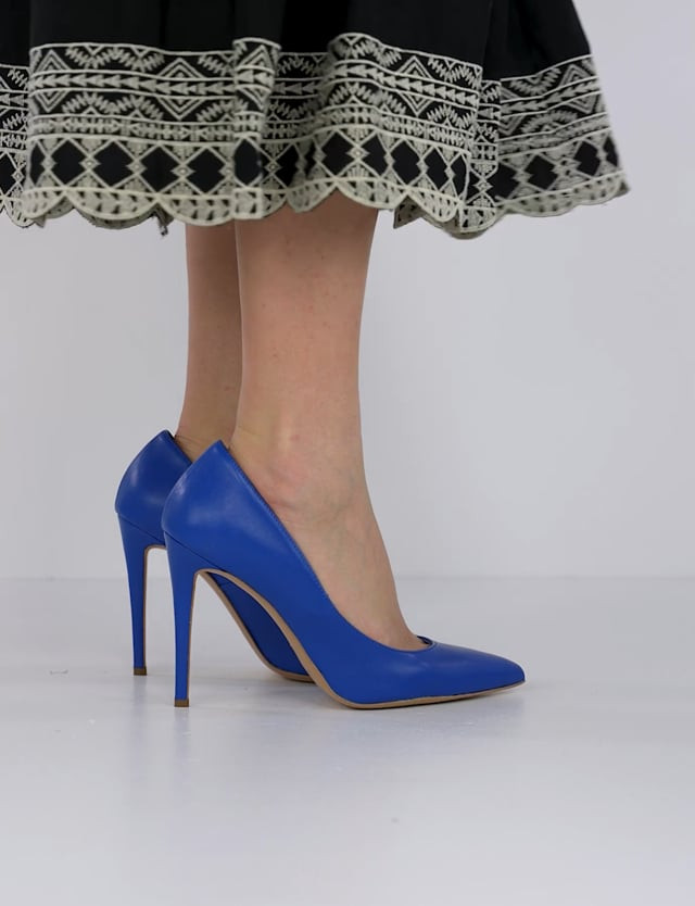 Décolleté e slingback tacco 10cm pelle blu