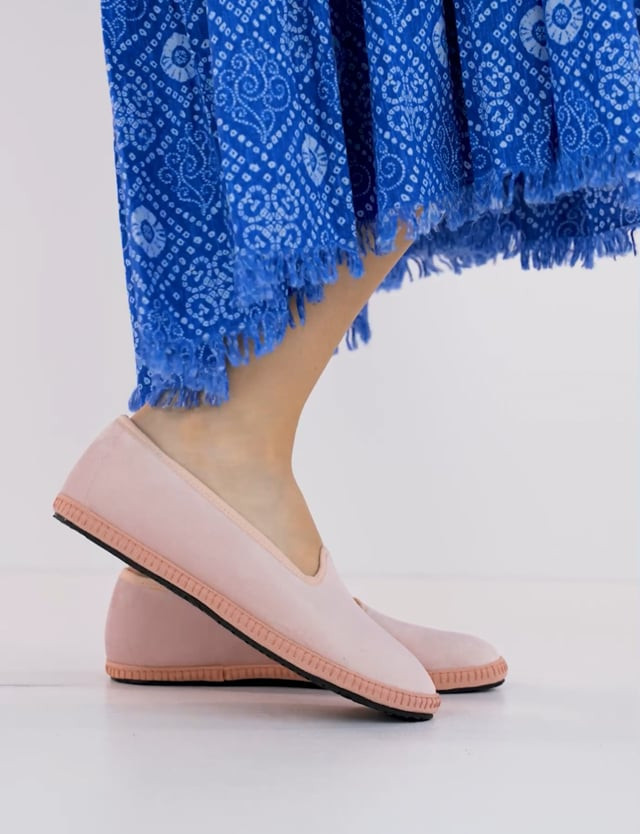 Flat shoes heel 1 cm pink tissue