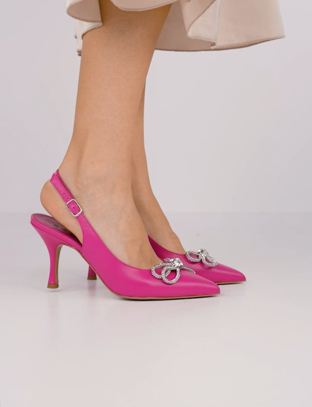 Slingback decoltè tacco 5 cm rosa pelle