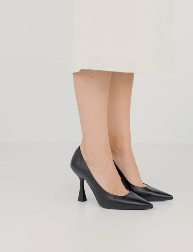 Décolleté e slingback tacco 9cm pelle nero