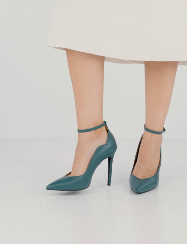 Décolleté e slingback tacco 10cm pelle verde