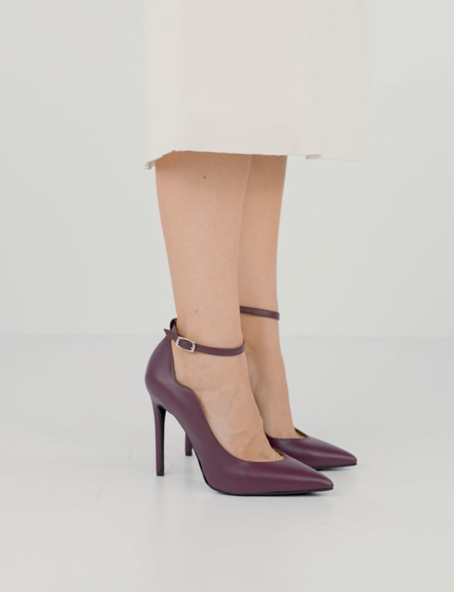 Décolleté e slingback tacco 10cm pelle viola