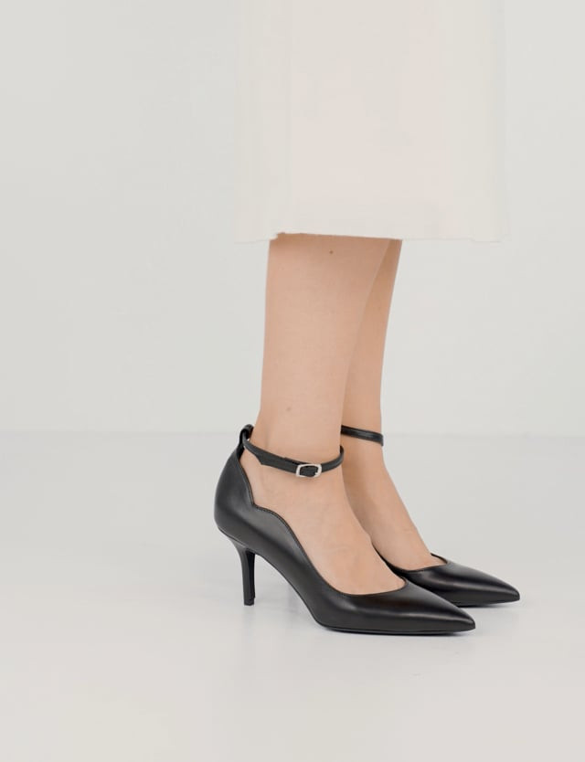 Décolleté e slingback tacco 7cm pelle nero