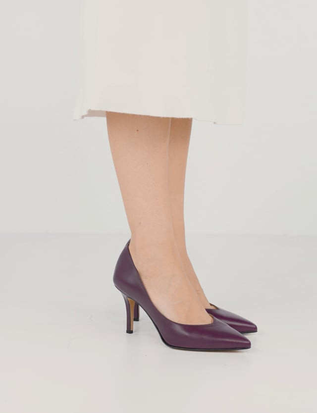 Décolleté e slingback tacco 7cm pelle viola