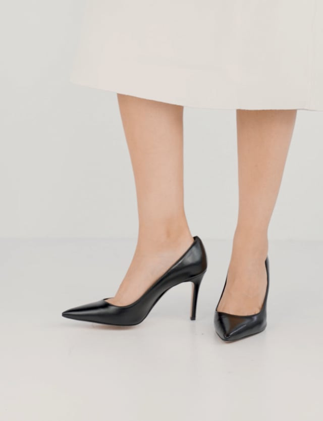 Décolleté e slingback tacco 9cm pelle nero