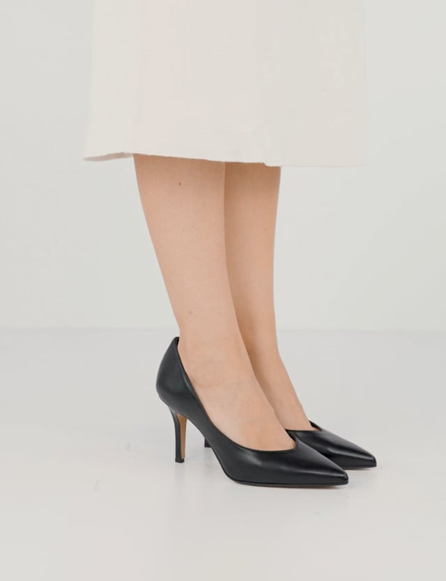 Décolleté e slingback tacco 7cm pelle nero